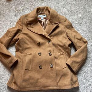 Kristen Blake Camel Double-Breasted Pea Coat